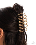 Scalloped Showstopper - Gold Hair Clip - Paparazzi Accessories Hair Clip Bedazzle Me Pretty Mobile Fashion Boutique