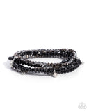 Scattered Sparkle - Black Bracelet - Paparazzi Accessories Bracelet Bedazzle Me Pretty Mobile Fashion Boutique