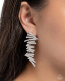 Scattered Surety - White Post Earrings - Paparazzi Accessories Post Earrings Bedazzle Me Pretty Mobile Fashion Boutique