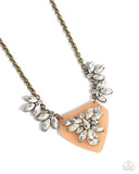 Scintillating Shield - Brass Necklace - Paparazzi Accessories Necklace Bedazzle Me Pretty Mobile Fashion Boutique
