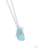 Sea Glass Stash - Blue Necklace - Paparazzi Accessories Necklace Bedazzle Me Pretty Mobile Fashion Boutique