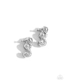 Sea Horse Statement - Silver Earrings - Paparazzi Accessories Earrings Bedazzle Me Pretty Mobile Fashion Boutique