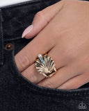 Seashell Side - Blue Ring - Paparazzi Accessories Ring Bedazzle Me Pretty Mobile Fashion Boutique
