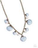 Seashell Sophistication - Brass Necklace - Paparazzi Accessories Necklace Bedazzle Me Pretty Mobile Fashion Boutique