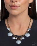 Seashell Sophistication - Brass Necklace - Paparazzi Accessories Necklace Bedazzle Me Pretty Mobile Fashion Boutique