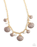 Seashell Sophistication - Brown Necklace - Paparazzi Accessories Necklace Bedazzle Me Pretty Mobile Fashion Boutique
