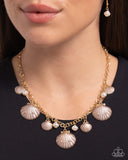 Seashell Sophistication - Brown Necklace - Paparazzi Accessories Necklace Bedazzle Me Pretty Mobile Fashion Boutique
