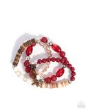 Seasonal Stretch - Red Bracelet - Paparazzi Accessories Bracelet Bedazzle Me Pretty Mobile Fashion Boutique