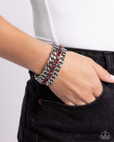 Secure Shimmer - Red Bracelet - Paparazzi Accessories Bracelet Bedazzle Me Pretty Mobile Fashion Boutique