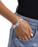 Secure Sparkle - White Bracelet - Paparazzi Accessories Bracelet Bedazzle Me Pretty Mobile Fashion Boutique