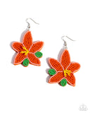 Seed Bead Symmetry - Orange Earrings - Paparazzi Accessories Earrings Bedazzle Me Pretty Mobile Fashion Boutique