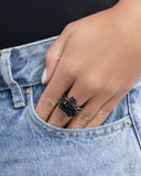 Sensational Swan - Black Ring - Paparazzi Accessories Ring Bedazzle Me Pretty Mobile Fashion Boutique