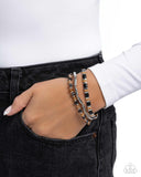 Serendipitous Stack - Black Bracelet - Paparazzi Accessories Bracelet Bedazzle Me Pretty Mobile Fashion Boutique