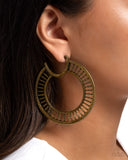 Set the Scene - Brass Earrings - Paparazzi Accessories Earrings Bedazzle Me Pretty Mobile Fashion Boutique
