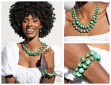 Shape Shifting Sense - Green Complete Look  - Paparazzi Accessories Bedazzle Me Pretty Mobile Fashion Boutique