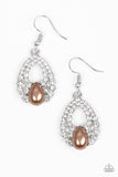 Share The Wealth - Brown Earrings - Paparazzi Accessories Earrings Bedazzle Me Pretty Mobile Fashion Boutique