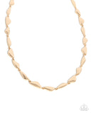 Sharp Soliloquy - Gold Necklace - Paparazzi Accessories Necklace Bedazzle Me Pretty Mobile Fashion Boutique