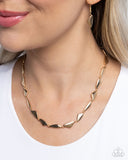 Sharp Soliloquy - Gold Necklace - Paparazzi Accessories Necklace Bedazzle Me Pretty Mobile Fashion Boutique