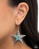 Sheriff Santa Fe - Blue Earrings - Paparazzi Accessories Earrings Bedazzle Me Pretty Mobile Fashion Boutique