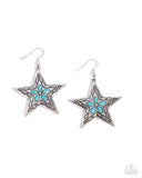 Sheriff Santa Fe - Blue Earrings - Paparazzi Accessories Earrings Bedazzle Me Pretty Mobile Fashion Boutique