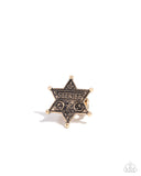 Sheriffs Star - Gold Ring - Paparazzi Accessories Ring Bedazzle Me Pretty Mobile Fashion Boutique