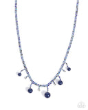 Shimmery Safeguard - Blue Necklace - Paparazzi Accessories Necklace Bedazzle Me Pretty Mobile Fashion Boutique
