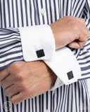 Shimmery Strength - Black Mens Cuff Links - Paparazzi Accessories Mens Bracelet Bedazzle Me Pretty Mobile Fashion Boutique