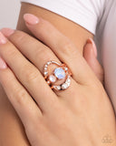Shopaholic Statement - Copper Ring - Paparazzi Accessories Ring Bedazzle Me Pretty Mobile Fashion Boutique