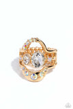 Shopaholic Statement - Gold Ring - Paparazzi Accessories Ring Bedazzle Me Pretty Mobile Fashion Boutique