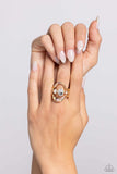 Shopaholic Statement - Gold Ring - Paparazzi Accessories Ring Bedazzle Me Pretty Mobile Fashion Boutique