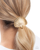 Short Seashell - Gold Hair Tie - Paparazzi Accessories Hair Clip Bedazzle Me Pretty Mobile Fashion Boutique