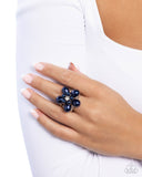 Showstopping Pearls - Blue Ring - Paparazzi Accessories Ring Bedazzle Me Pretty Mobile Fashion Boutique