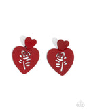 Showstopping Silhouette - Red Post Earrings - Paparazzi Accessories Post Earrings Bedazzle Me Pretty Mobile Fashion Boutique