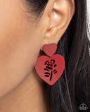 Showstopping Silhouette - Red Post Earrings - Paparazzi Accessories Post Earrings Bedazzle Me Pretty Mobile Fashion Boutique