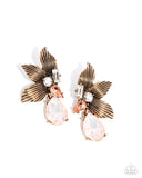 Showstopping Symphony - Orange Post Earrings - Paparazzi Accessories Post Earrings Bedazzle Me Pretty Mobile Fashion Boutique