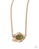 Sideways Shimmer - Green Necklace - Paparazzi Accessories Necklace Bedazzle Me Pretty Mobile Fashion Boutique