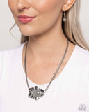Sideways Shimmer - Silver Necklace - Paparazzi Accessories Necklace Bedazzle Me Pretty Mobile Fashion Boutique