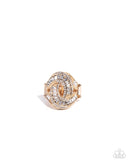 Sinuous Shimmer - Gold Ring - Paparazzi Accessories Ring Bedazzle Me Pretty Mobile Fashion Boutique