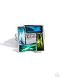 Sinuous Square - Blue Ring - Paparazzi Accessories Ring Bedazzle Me Pretty Mobile Fashion Boutique