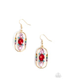 Sit and Stare - Red Earrings - Paparazzi Accessories Earrings Bedazzle Me Pretty Mobile Fashion Boutique