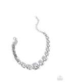 Sizable Shimmer - White Bracelet - Paparazzi Accessories Bracelet Bedazzle Me Pretty Mobile Fashion Boutique