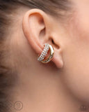 Sizzling Spotlight - Gold Cuff Earrings - Paparazzi Accessories Post Earrings Bedazzle Me Pretty Mobile Fashion Boutique