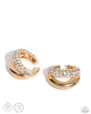 Sizzling Spotlight - Gold Cuff Earrings - Paparazzi Accessories Post Earrings Bedazzle Me Pretty Mobile Fashion Boutique