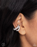 Sizzling Spotlight - White Cuff Earrings - Paparazzi Accessories Post Earrings Bedazzle Me Pretty Mobile Fashion Boutique