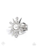 Slam PUNK - White Ring - Paparazzi Accessories Ring Bedazzle Me Pretty Mobile Fashion Boutique