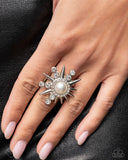Slam PUNK - White Ring - Paparazzi Accessories Ring Bedazzle Me Pretty Mobile Fashion Boutique