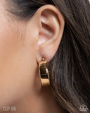 Sleek Spell - Gold Clip-On Earrings - Paparazzi Accessories Clip-On Earrings Bedazzle Me Pretty Mobile Fashion Boutique
