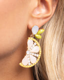 Slice of Summer - Yellow Post Earrings - Paparazzi Accessories Post Earrings Bedazzle Me Pretty Mobile Fashion Boutique