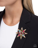 Slow Shimmer - Multi Brooch - Paparazzi Accessories Brooch Bedazzle Me Pretty Mobile Fashion Boutique