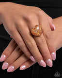 Smitten Season - Orange Ring - Paparazzi Accessories Ring Bedazzle Me Pretty Mobile Fashion Boutique